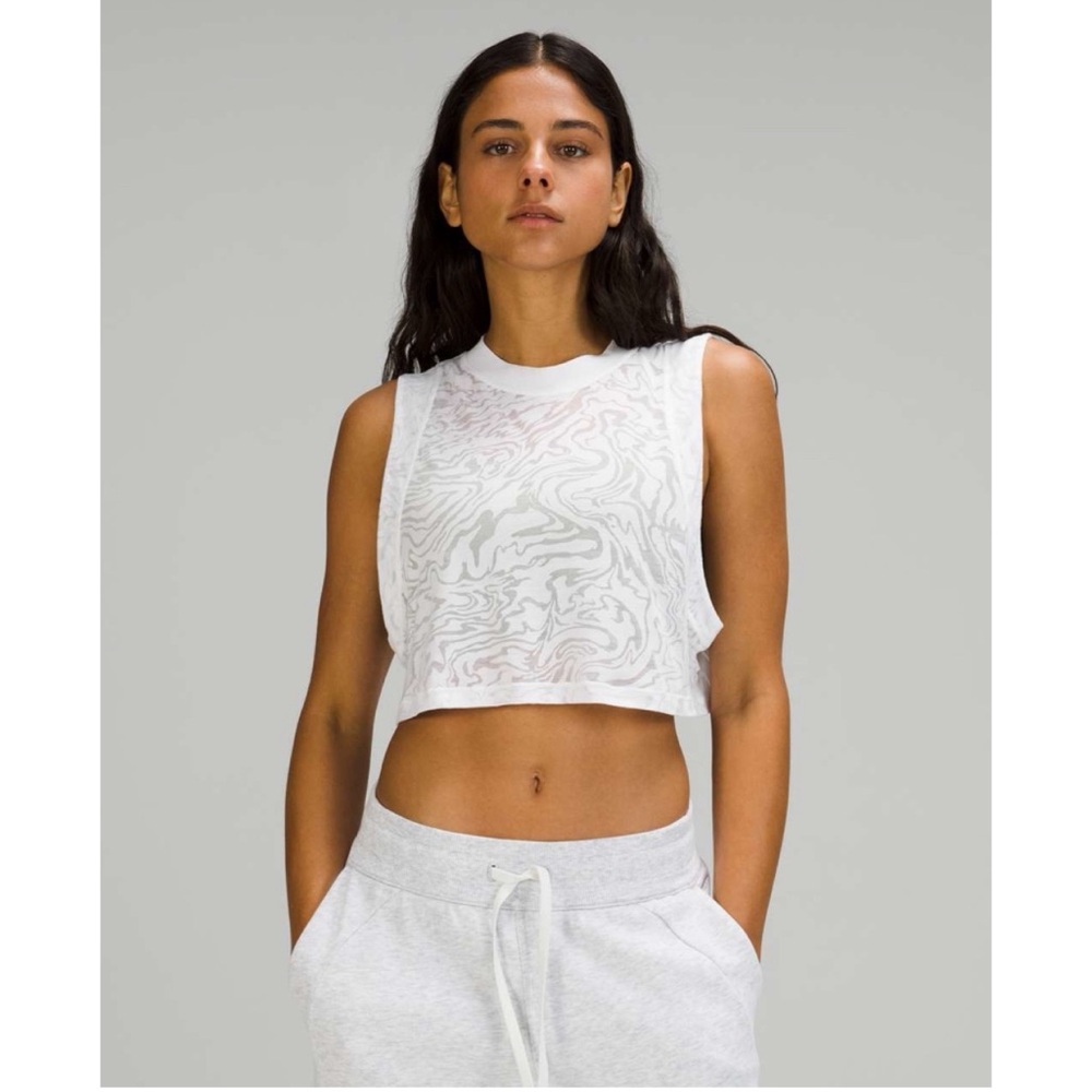 All Yours Crop Tank Top Veil White Size 6